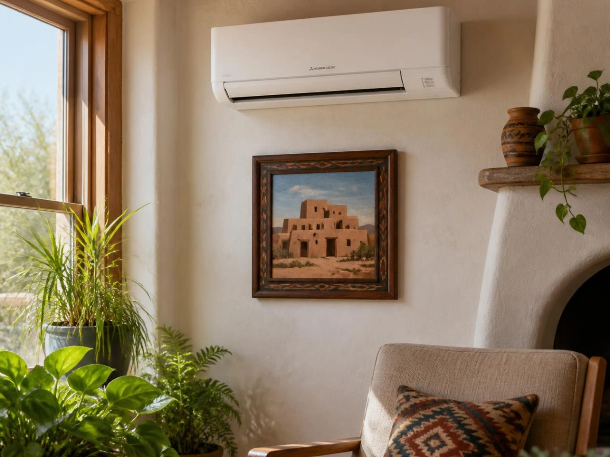 completing ductless mini split installation in an Albuquerque NM home with a wall-mounted indoor head
