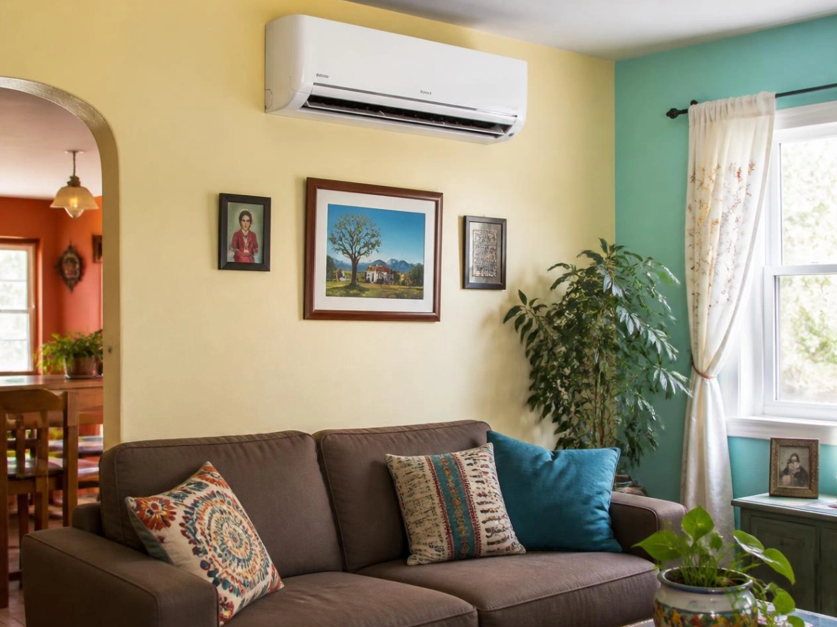 servicing a wall-mounted unit during ductless mini split repair in Albuquerque, NM